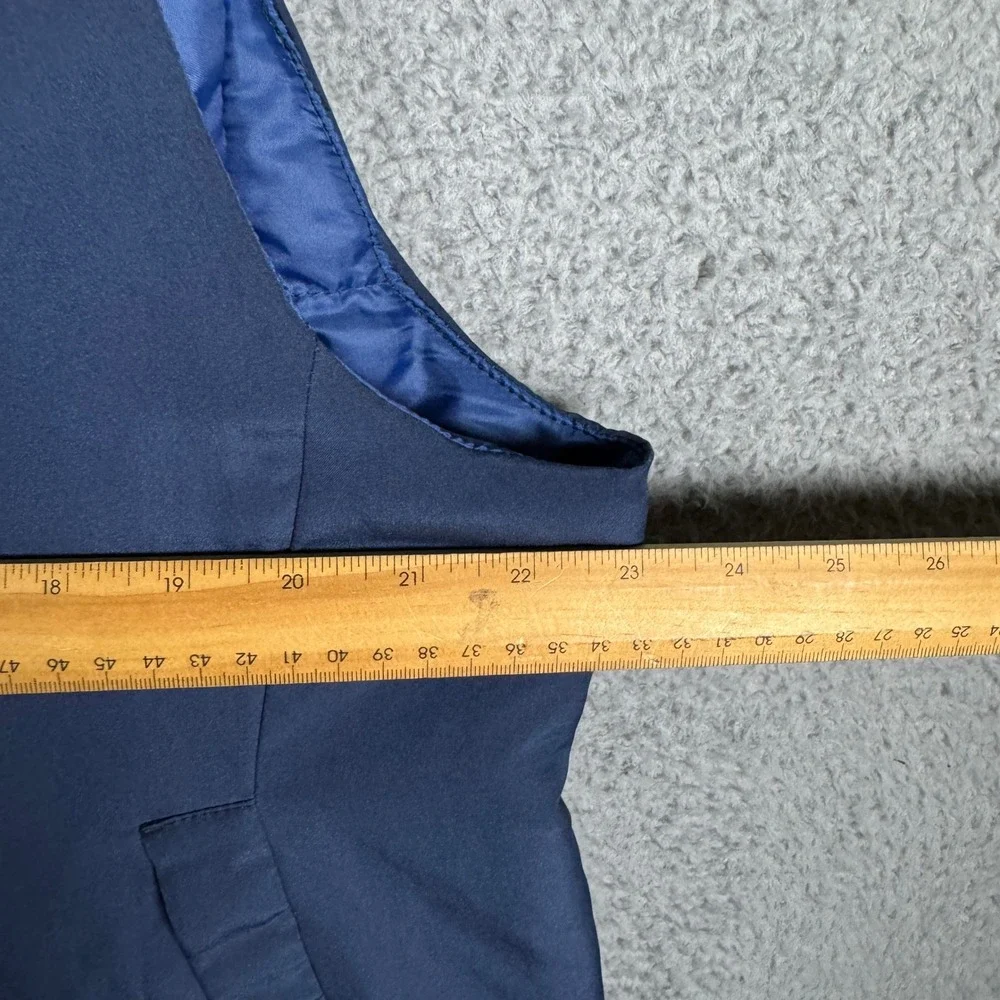 IKEA Employee Uniform Vest Navy Blue Hej Graphic Full Zip Shaped Mens XL 84489